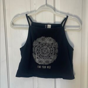 Black Graphic Crop Top
